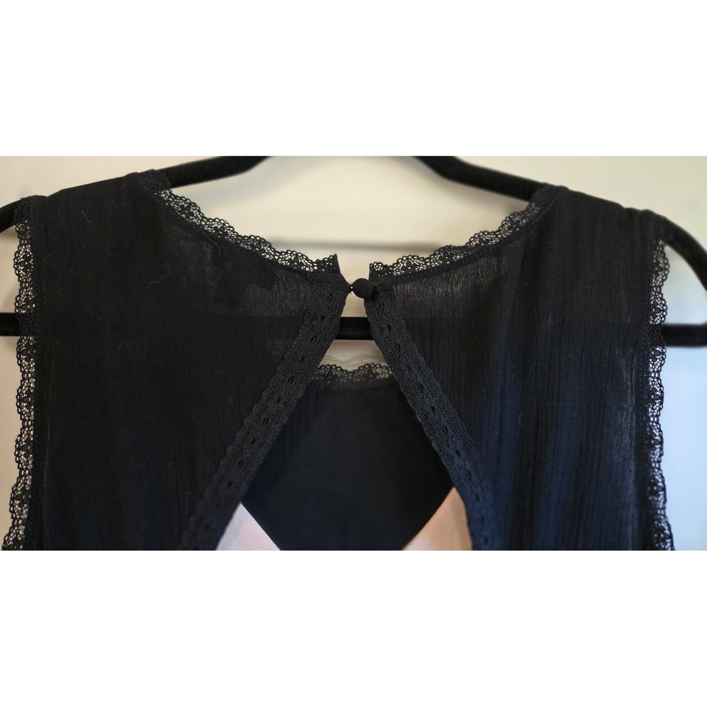 Torrid Whimsygoth Black Crinkle Gauze Lace Trapeze Dress Sleeveless Size 1, L/XL - Picture 11 of 14